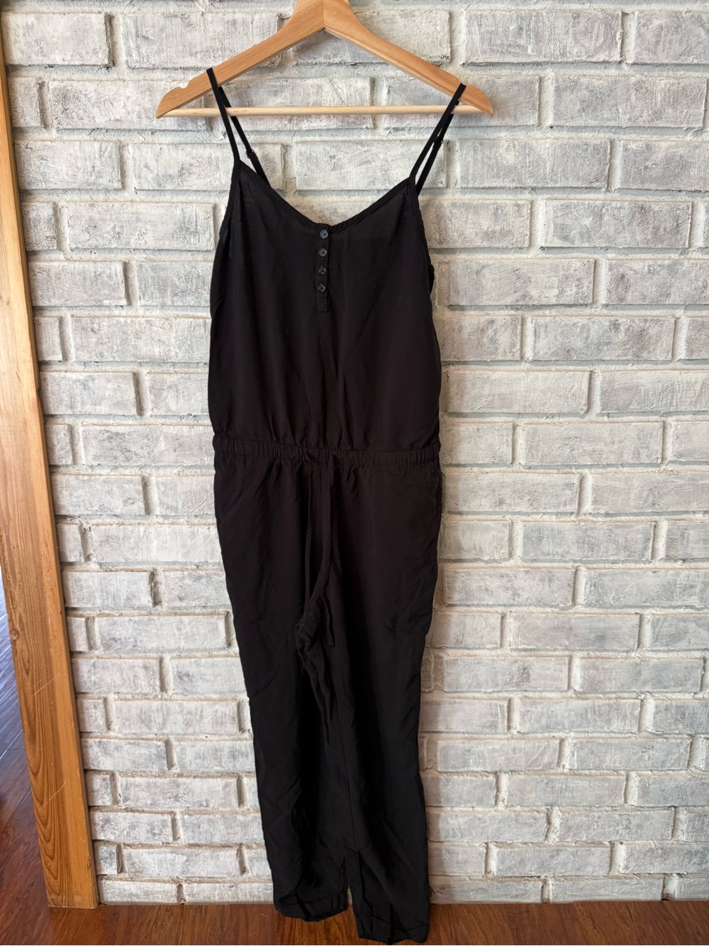 Old Navy Black Spaghetti-Strap Jumpsuit with Button Front